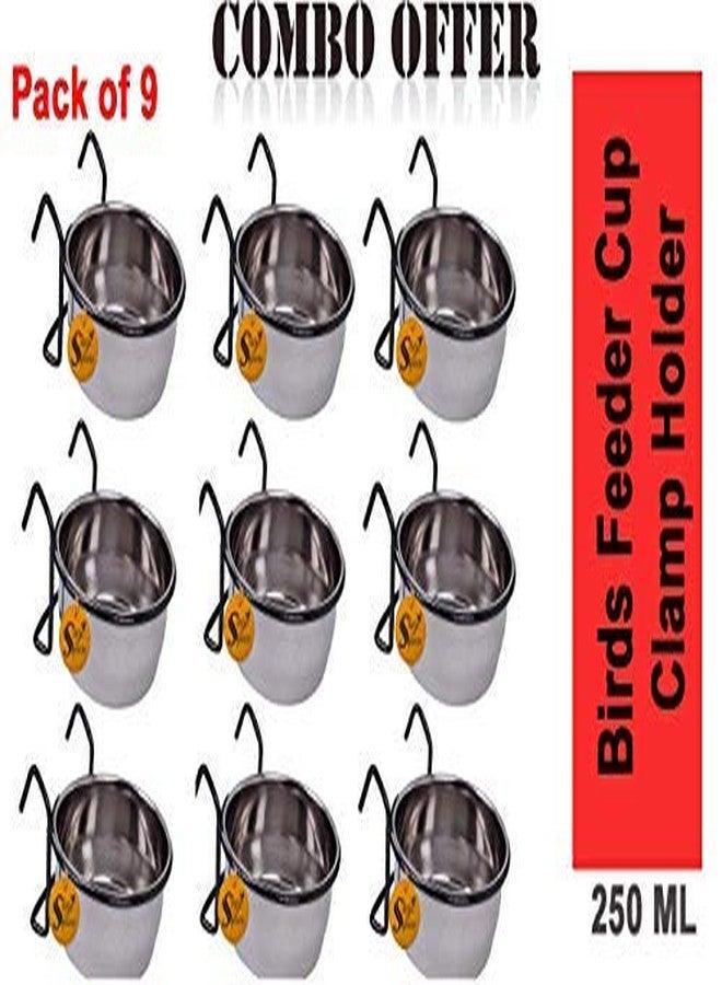 سايج سكوير وعاء طعام وبذور وماء للطيور من الفولاذ المقاوم للصدأ من سيج سكوير، مزود بمشبك تثبيت (250 مل) (عبوة من 9 قطع) - Image 2